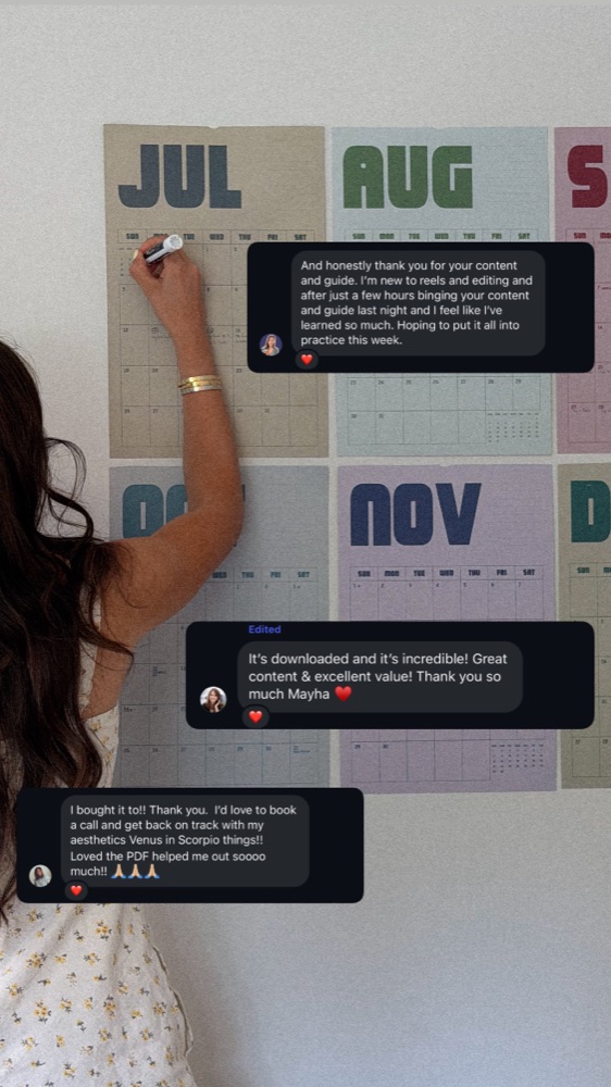 Story collage of messages from guide buyers: one says it is incredible, great content and excellent value