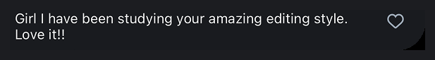 A comment from a follower praising Mahya's editing guide
