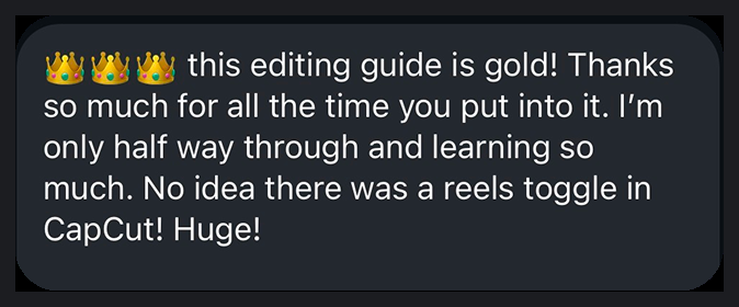 A comment from a follower praising Mahya's editing guide