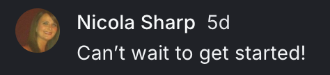 Comment from Nicola Sharp in the YAP CUT community: Can't wait to get started!